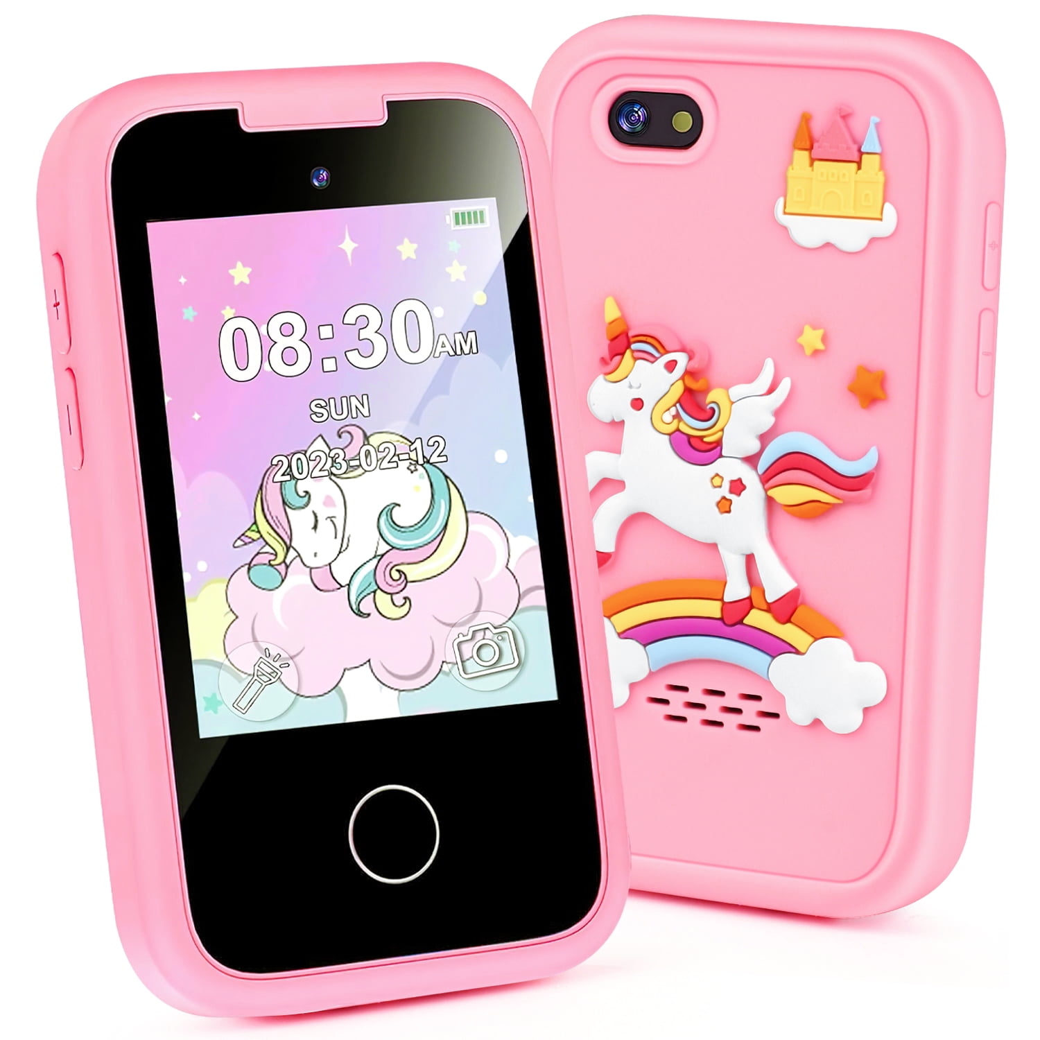 Hot Bee Kids Smart Phone Girls for 8-10, 2.8" Unicorn Toys Touchscreen Phone w/ 8G SD Card, Dual Camera, Music Player, Toddler Learning Cell Phone Toys, Birthday Gifts for Boys Girls 3-12