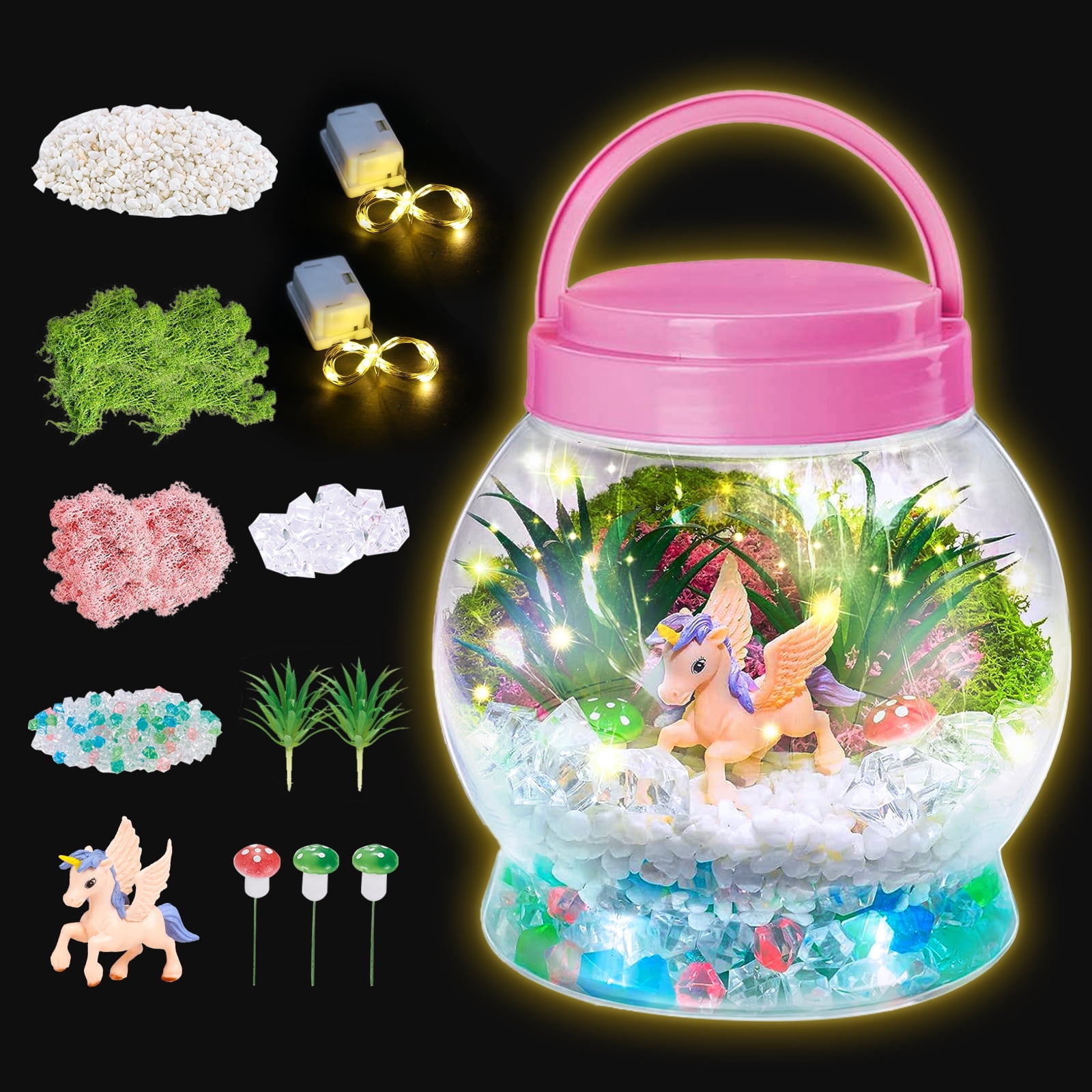 Hot Bee Light Up Unicorn Terrarium Kit for Kids, Unicorns Gifts for Girls - Unicorn Toys & Stuff, Arts & Crafts Kits, 6 Year Old Girls Gifts Birthday Christmas Ages 5 7 8