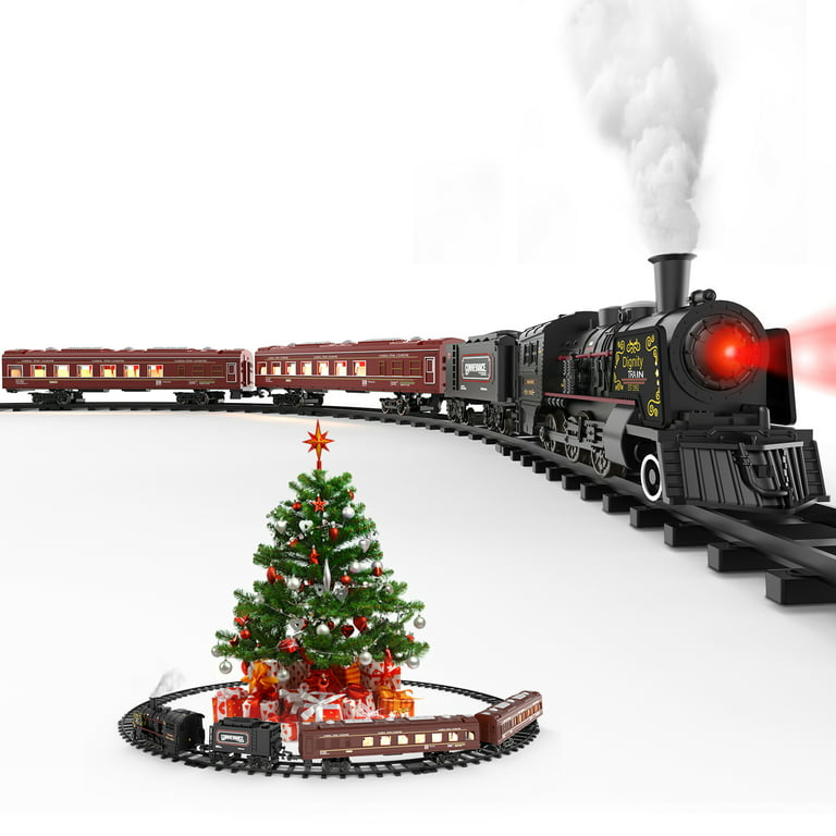  Hot Bee Train Set - Train Toys for Boys Girls w/Smokes, Lights  & Sound, Tracks, Toy Train w/Steam Locomotive Engine, Cargo Cars & Tracks,  Christmas Train Toys Gifts for 3 4