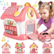 Carsky Montessori Baby Learning Toy for 1+ Year Old   Multi-Activity Educational Cube with Shape Sorter, Gear Play, Music & Light   Sensory Development Toy for Toddlers Age 6-18 Months