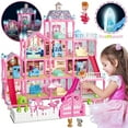 thumbnail image 1 of Hot Bee 275 Pieces Dollhouse Kit, 11 Rooms DIY Playhouse for Girls Ages 3-8, Pink Castle Christmas Toy Gift for Kids, 1 of 8