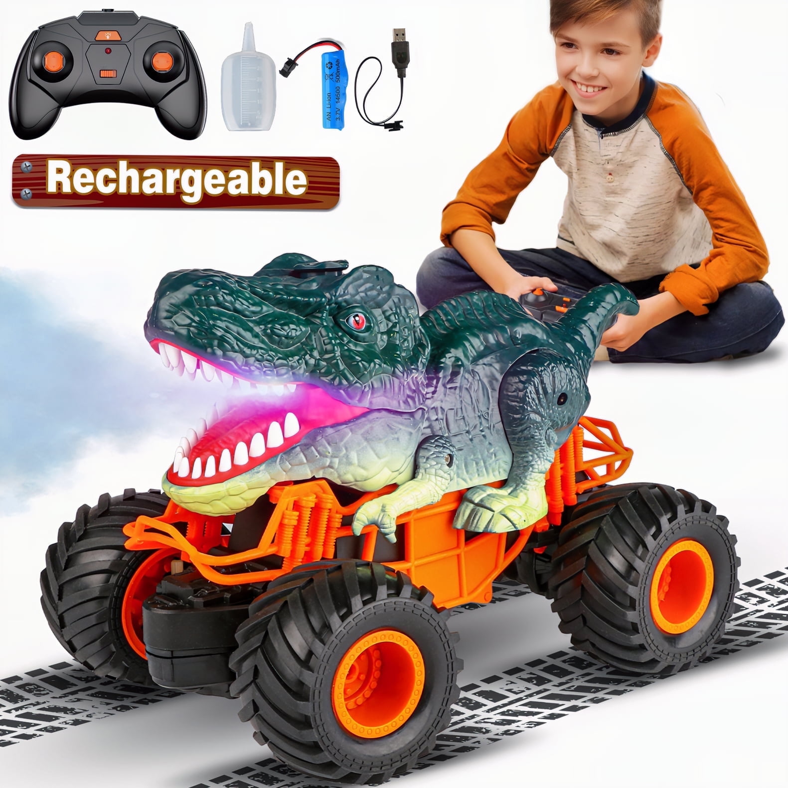 Carsky Remote Control Dinosaur Car Toys for Boys, Light & Sound Spray Function, RC Dinosaur Toys Gift for Kids 3-8 Yeas old, 2024 Boys Christmas Birthday Gift Indoor/OutdoorToys for Boys 7-10+