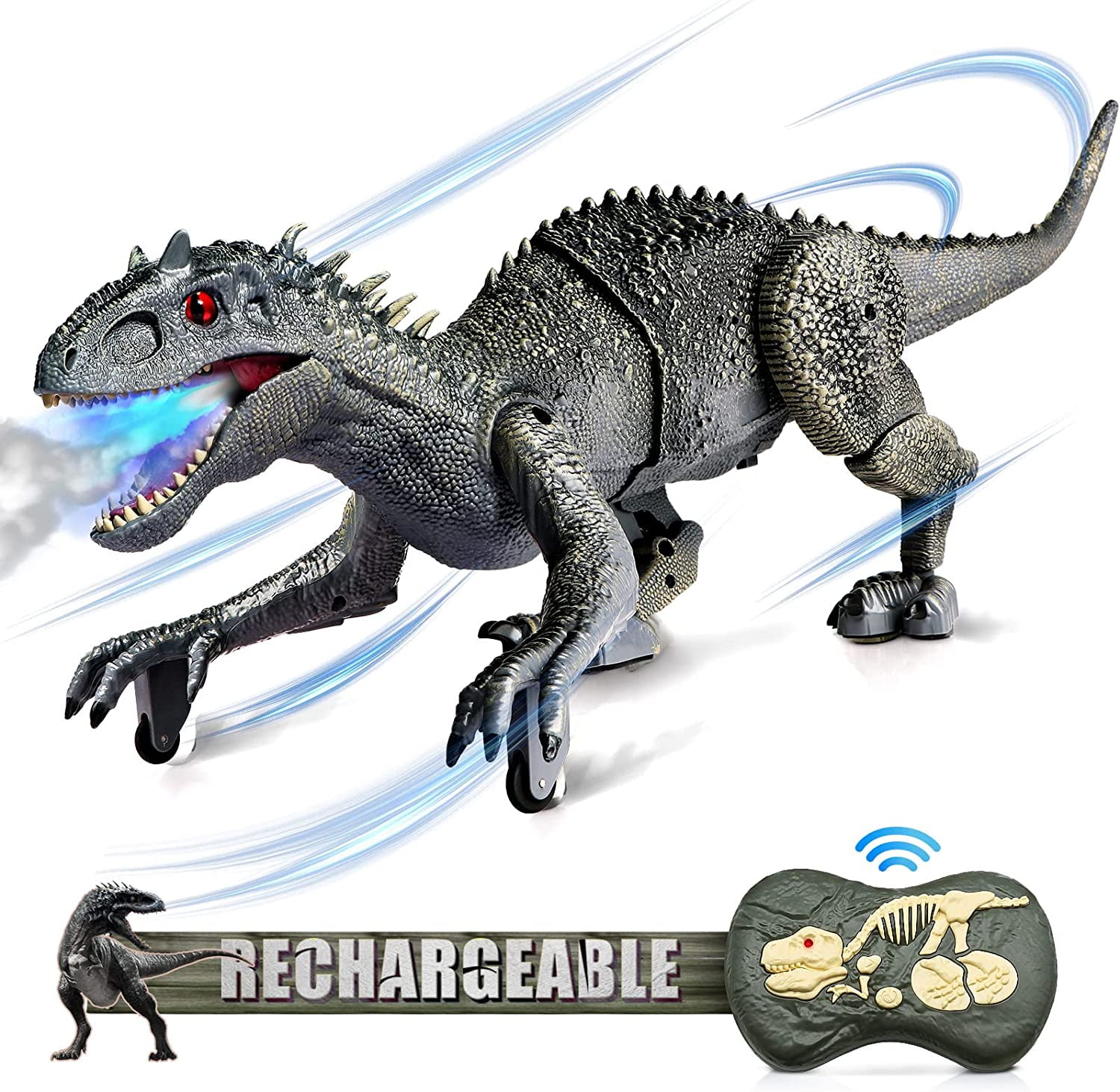 Hot Bee Remote Control Dinosaur Toys for Kids, Walking & Roaring