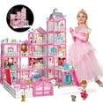 thumbnail image 1 of Hot Bee Rooms Pink DIY Building Playset with Lights 14 Dollhouse, 1 of 7