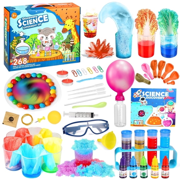 Hot Bee Science Kit with Lab Tools & 268 Experiments, STEM Chemistry Set with Goggles, Balloons, Test Tubes & Colorful Reactions, Educational Learning Toy Gift