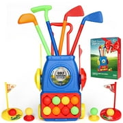 Carsky Toddler Toy Golf Sets with 8 Balls, 4 Golf Sticks, 2 Practice Holes - Outdoor Indoor Activity Promotes Physical&Mental Development - Ideal Christmas Gifts Toys for 2-6 Year Old Boys Girls