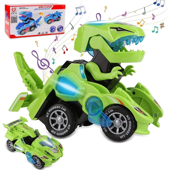 Carsky Transforming Dinosaur Car Toys,2 in 1 Automatic Dinosaur Transform Car Toy,Dinosaur Transforming Toy for Kids 3 Year Old and Up