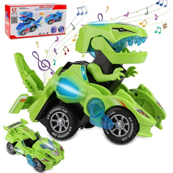 Hot Bee Transforming Dinosaur Car Toys,2 in 1 Automatic Dinosaur Transform Car Toy,Dinosaur Transforming Toy for Kids 3 Year Old and Up