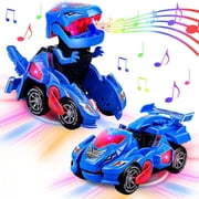 Carsky Transforming Dinosaur Car Toys,2 in 1 Automatic Dinosaur Transform Car Toy,Dinosaur Transforming Toy for Kids 3 Year Old and Up