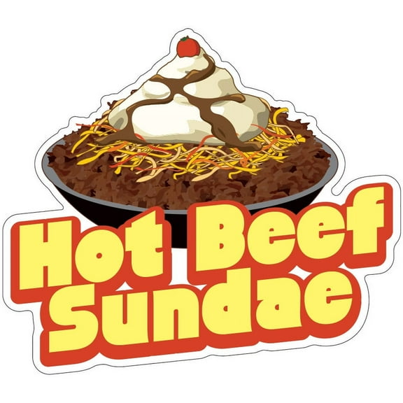 Hot Beef Sundae 24" Decal Concession Stand Food Truck Sticker
