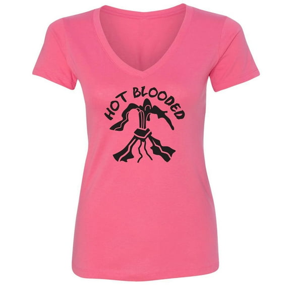 Hot Blooded Womens V-Neck Tee