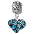 thumbnail image 1 of Hot Blue Cheetah Print Heart - Large Rope with Cross Beads Charm Bead, 1 of 1