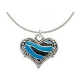 thumbnail image 1 of Hot Blue Tiger Print Heart Charm Necklace, 18"+2" Extender, 1 of 1