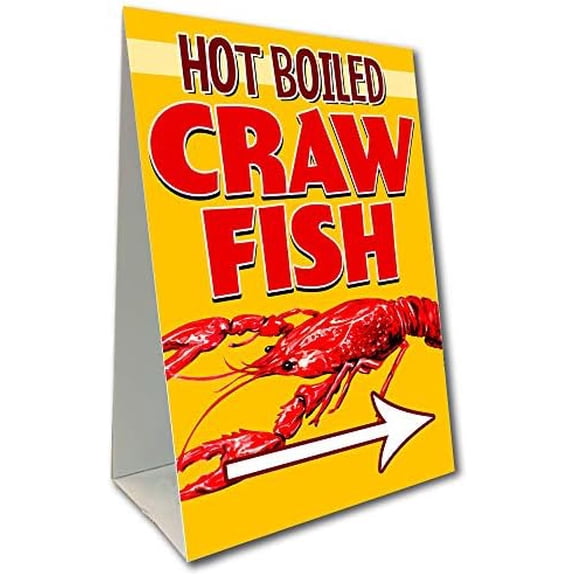 Hot Boiled Crawfish (Arrow) Economy A-Frame Sign 2 Feet Wide by 3 Feet Tall (Made in The USA)$$Other