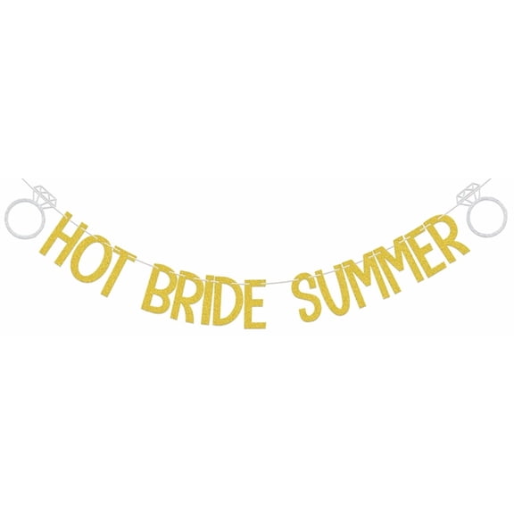 Hot Bride Summer Banner, Tropical Pool Beach Bachelorette Bridal Shower Decorations, Hawaiian Luau Wedding Engagement Party Supplies Gold Silver