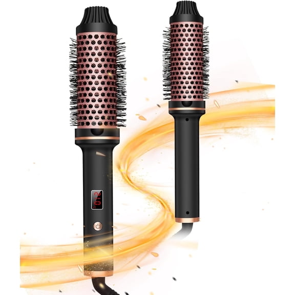 Hot Brush 1.5" Dual PTC Heated Round Brush - Negative Ion Technology for Curly & Straightening Hair - 3-in-1 Curling and Blowout Brush For Women Home Use