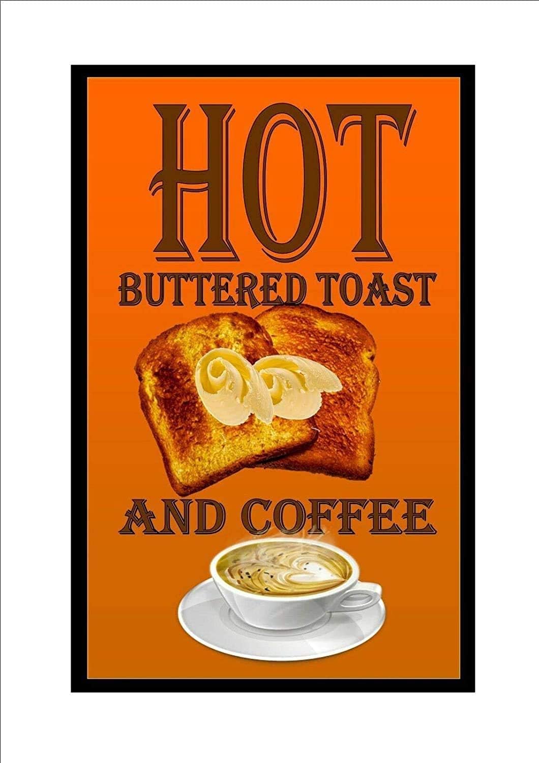 Toast Signs Hot Butter Toast and Coffee Metal Tin Sign Retro Art, Suitable for Wall ...