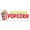 thumbnail image 1 of Hot Buttered Popcorn Banner 48" X 120" Heavy Duty 13 Oz Vinyl Banners with Grommets Single Sided, 1 of 5