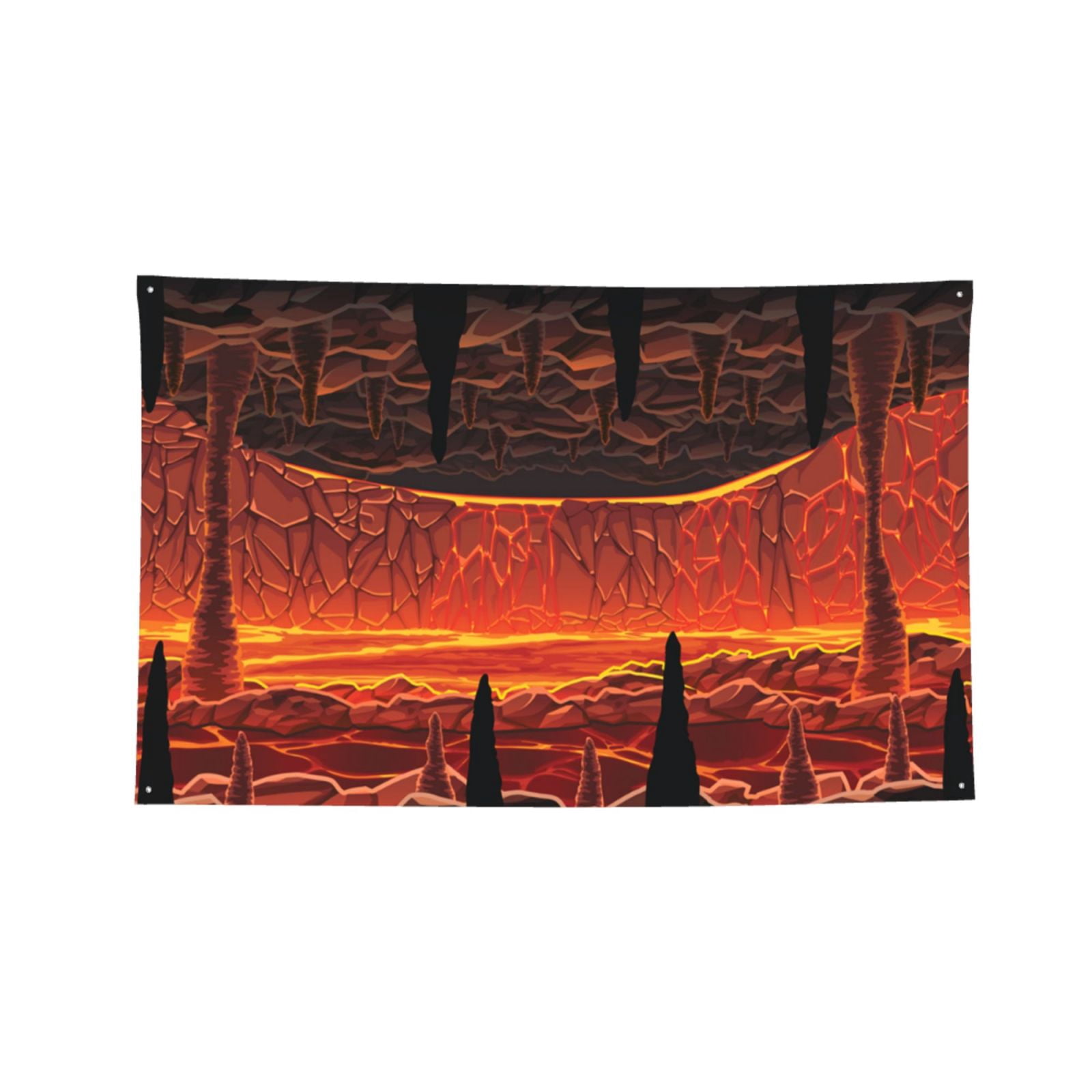 Hot Cave With Lava Four Hole Decorated Banner Flag for Garden Yard Home Decoration Indoor Outdoor 4x6 Ft