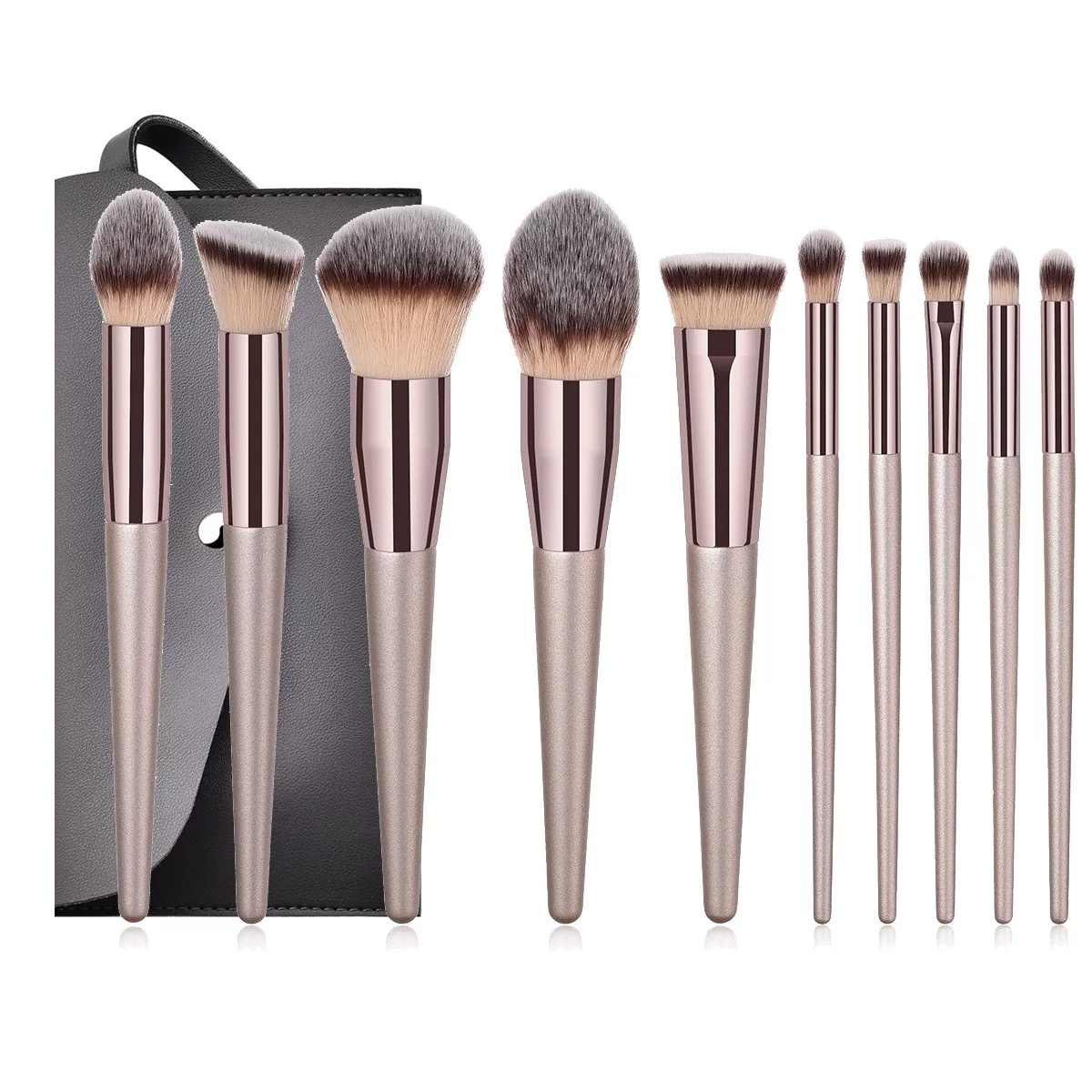 Hot Champagne Makeup Brushes Set for Women Cosmetic Foundation Powder ...