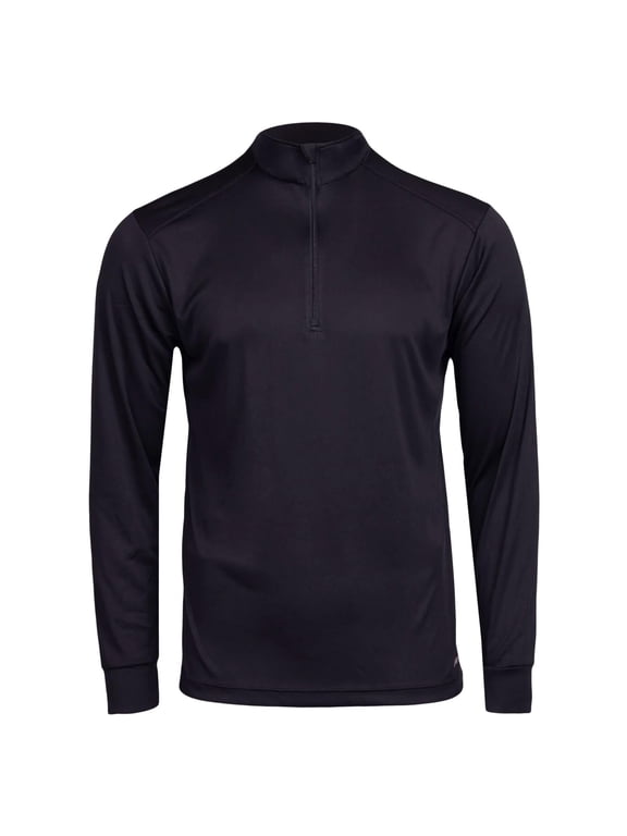 Men's Peach Skins Solid Zip-T Lightweight Relaxed Fit Base Layer Top | Thermal Long Sleeve Shirt for Men, Black, Size: M