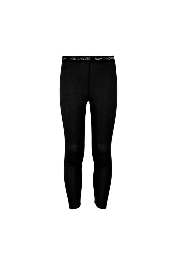 Hot Chillys Youth Peach Skins Lightweight Relaxed Fit Base Layer Bottoms | Warm Moisture-Wicking Thermal Underwear Ski Pants, Black, S