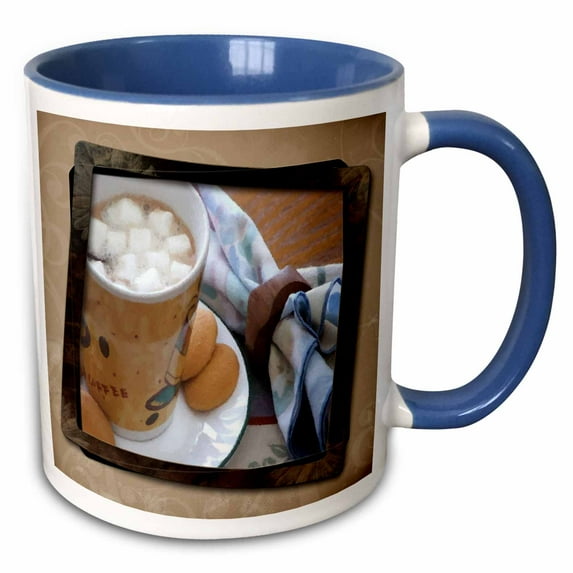 3drose, Hot Chocolate and Marshmallows, 15oz Two-tone Blue Mug