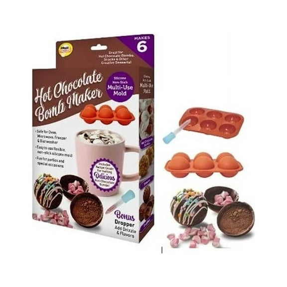 Ideas in Motion - Hot Chocolate Bomb Maker with Bonus Dropper for Drizzle & Flavors - Brown Medium