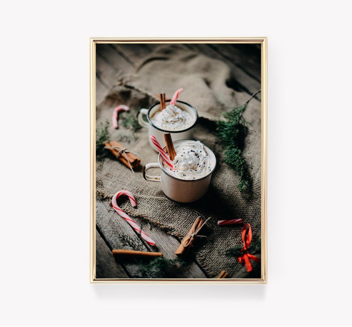 Hot Chocolate Candy Cane Whipped Cream Wall Art, Living Room And ...
