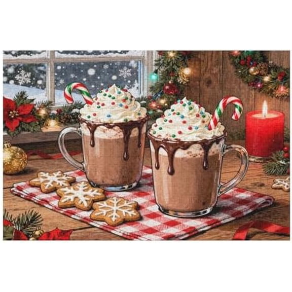 Hot Chocolate, Candy Canes & Cookies 500 Piece Puzzle for Adults, Festive Holiday DIY Family Activity, Beginners Friendly, 20.5x15 Inches, Interactive Puzzle