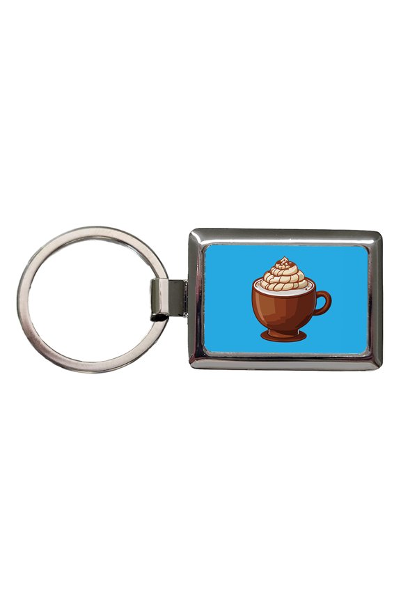 Hot Chocolate Cocoa Metal Rectangle Keychain