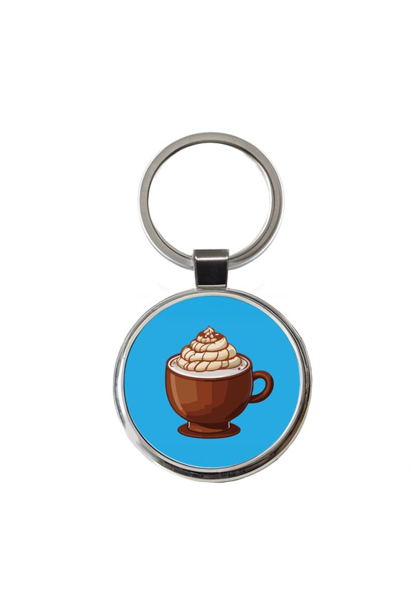 Hot Chocolate Cocoa Metal Round Keychain