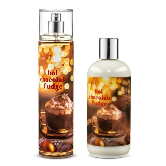 Hot Chocolate Fudge Bath & Body Gift Set 10oz Lotion & 8oz Mist, Luxury Self-Care Spa Set for Women & Men