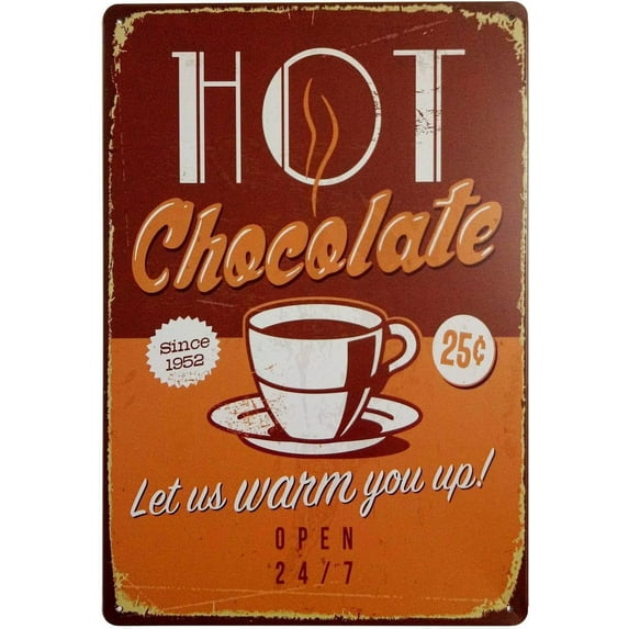 Hot Chocolate Kitchen Signs Wall Decor Retro Vintage Home Bar Metal Tin Signs