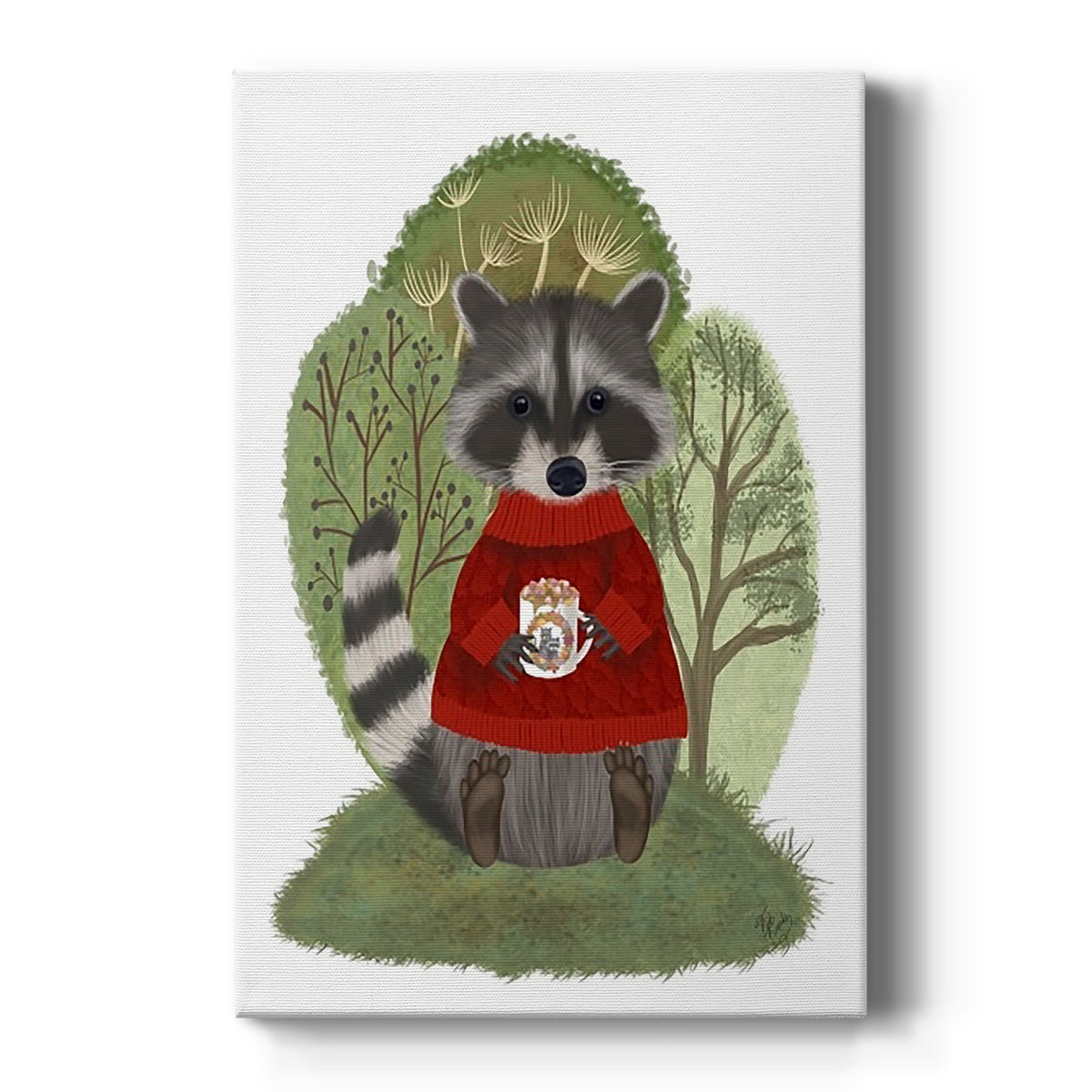 Hot Chocolate Raccoon Premium Gallery Wrapped Canvas - Ready to Hang