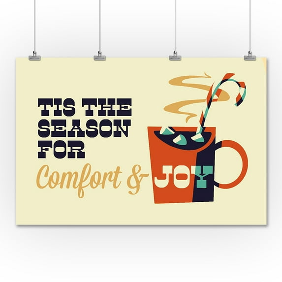 Hot Chocolate - Retro Christmas - Lantern Press Artwork (36x54 Giclee Gallery Print, Wall Decor Travel Poster)