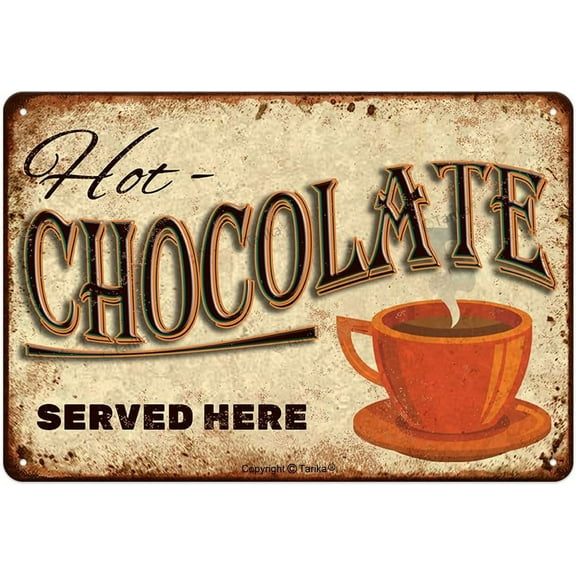 Hot Chocolate Served Here Iron Poster Painting Tin Sign Vintage Wall Decor for Cafe Bar Pub Home Beer Decoration Crafts