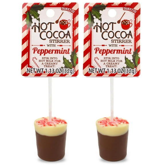 Hot Chocolate Stirrer with Peppermint, Holiday Stocking Stuffer, Pack of 2, 1.13 Ounces