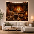 thumbnail image 1 of Hot Chocolate by a Stone Fireplace with Cookies and Candles, Peaceful Rustic for Cocoa Lovers, Winter Hearth Decor, Christmas Gift, Tapestry Wall Hanging for Kitchen and Den, 1 of 7