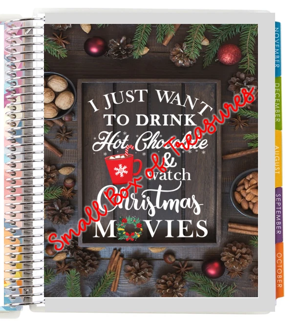Hot Chocolate & Xmas Movie Two Sided Dashboard For Use With Erin Condren Planner