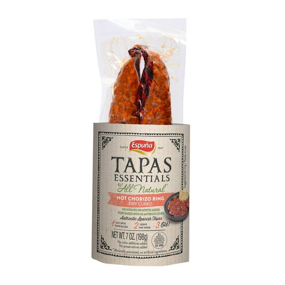 Hot Chorizo Ring (Sarta) True Spanish Recipe - Spanish Chorizo for Authentic Tapas 7oz | Espuña