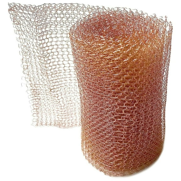 Pedty A Roll Of Copper Wire Mesh,612.7Cm Anti Copper Wire Mesh Anti Fence Copper Net Double Layer Knitted Copper Mesh Pure Copper Wire Mesh Tape Copper Mesh Roll for Proofing (1Pc)