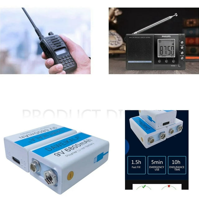 Hot Clearance Sale 9V Lithium Ion USB Rechargeable Battery 6800mAh for