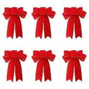 Hanging Decorations Clearance! Tanune 6Pc Bow Pendant, 6 Pack Red Wreath Bows for Christmas Outdoor Decorations Striped Ribbons for Crafts Xmas Holiday Gifts Present Wrapping 6 Bows
