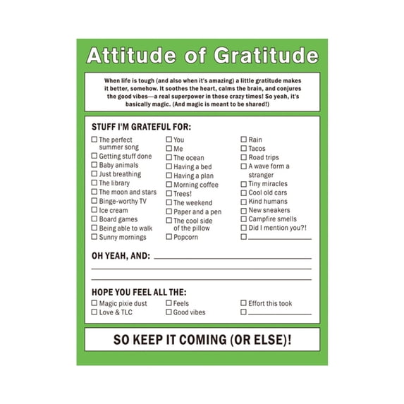 Hot Clearance!ZZYuan Count Of Gratitude Note Pad Gratitude Checklist Memo Notepad ,Home Kitchen Decor