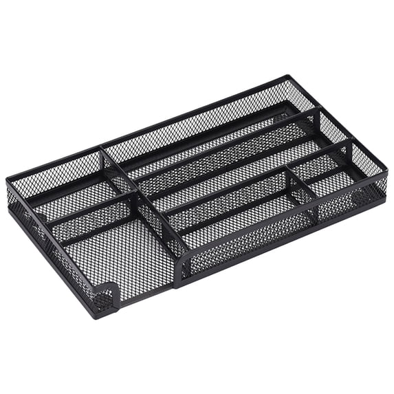 Hot Clearance!ZZYuan Desk Drawer Organizer Tray Metal Mesh Drawer Divider Organizer with 6 Compartments Black Mesh Pencil Organization and Accessories for Stationery Makeup Kitchen