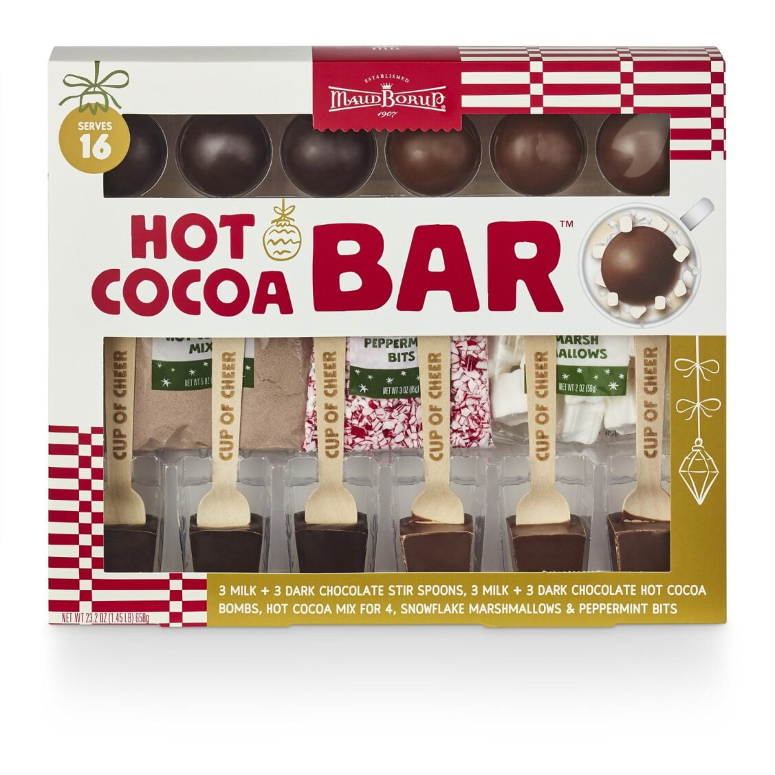 Maud Borup Deluxe Hot Cocoa Bar Party Pack, Serves 16, Chocolate Drink Mix