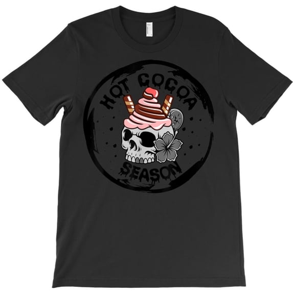 Hot Cocoa Christmas Season Funny Vintage Skeleton Head Xmas Holiday Graphic T-Shirt G9687, Up to 5XL