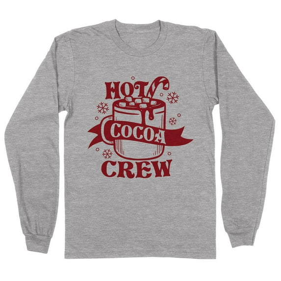 Hot Cocoa Crew Long Sleeve Shirt Unisex 3X-Large Grey