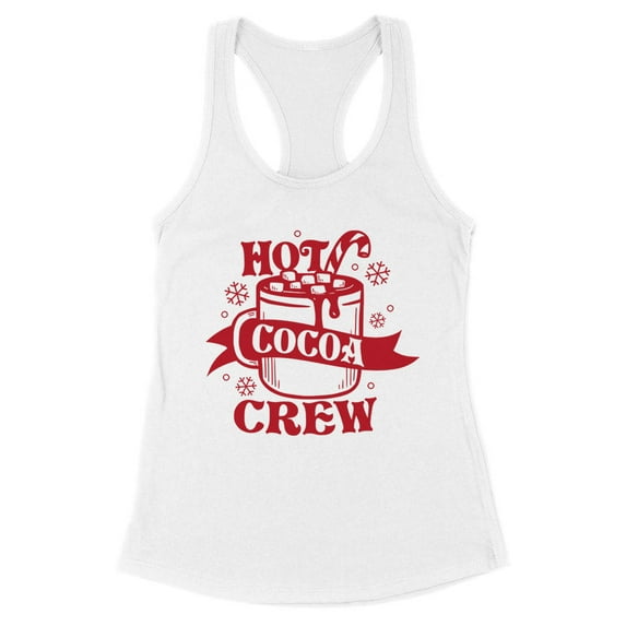 Hot Cocoa Crew Tank Top Fitted Racerback Women's X-Small White